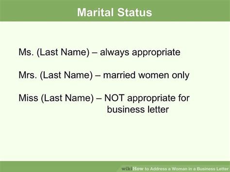 how to address a woman when marital status is unknown